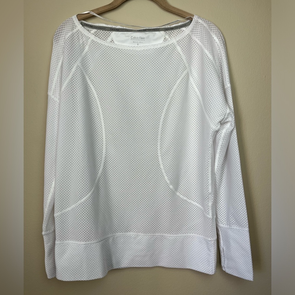 Calvin Klein Performance Mesh Sheer Shirt in White Size Small